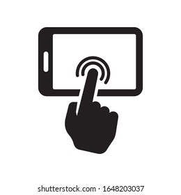 Icono de pantalla táctil en diseño de estilo plano. Ilustración gráfica vectorial. Adecuado para diseño de sitios web, logotipo, aplicación y ui. EPS 10.