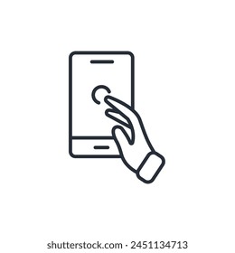 touch screen icon. vector.Editable stroke.linear style sign for use web design,logo.Symbol illustration.