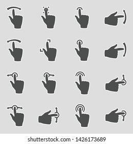 Touch Screen Icons. Sticker Design. Vector Illustration.