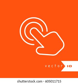 Touch screen line icon on orange background