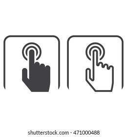 Touch screen line icon, outline and solid vector sign, linear and full pictogram isolated on white, logo illustration