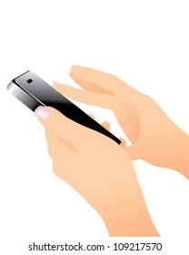 Touch screen mobile phone, in hand