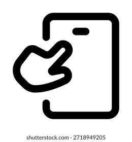 Pantalla táctil icono de línea moderna. Profesional símbolo de Vector mínimo que representa la tecnología de interacción móvil y la interfaz digital.
