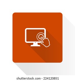 Touch screen monitor icon.Hand pointer symbol.