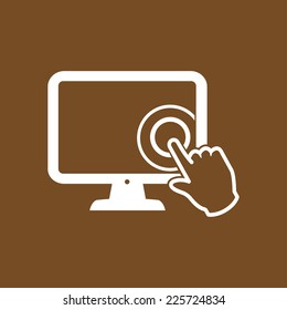Touch screen monitor icon.Hand pointer symbol.