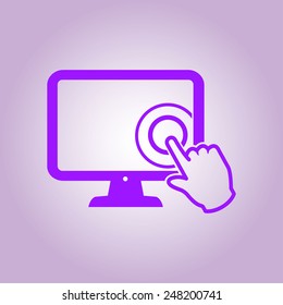 Touch screen monitor icon.Hand pointer symbol.