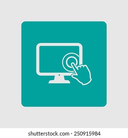 Touch screen monitor icon.Hand pointer symbol.