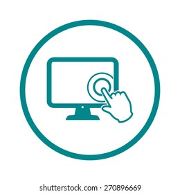 Touch screen monitor icon.Hand pointer symbol.