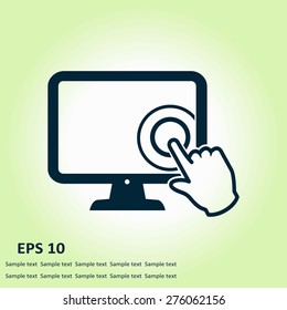 Touch screen monitor icon.Hand pointer symbol.