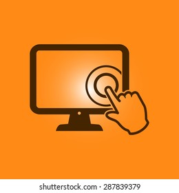 Touch screen monitor icon.Hand pointer symbol.