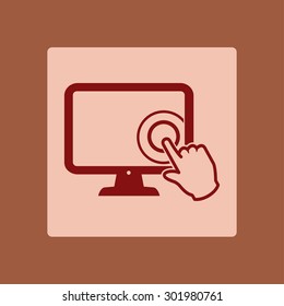 Touch screen monitor icon.Hand pointer symbol.