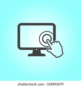 Touch screen monitor icon.Hand pointer symbol.