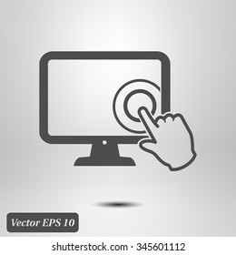 Touch screen monitor icon.Hand pointer symbol.