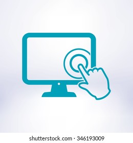 Touch screen monitor icon.Hand pointer symbol.