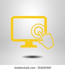 Touch screen monitor icon.Hand pointer symbol.