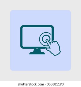 Touch screen monitor icon.Hand pointer symbol.