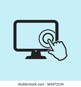 Touch screen monitor icon.Hand pointer symbol.