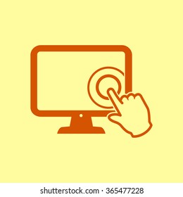 Touch screen monitor icon.Hand pointer symbol.