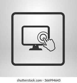 Touch screen monitor icon.Hand pointer symbol.