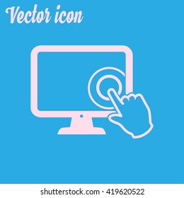 Touch screen monitor icon.Hand pointer symbol.