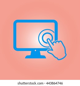 Touch screen monitor icon.Hand pointer symbol.
