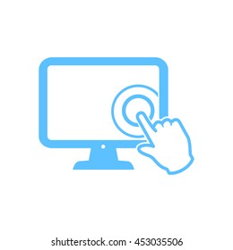 Touch screen monitor icon.Hand pointer symbol.