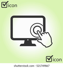 Touch screen monitor icon.Hand pointer symbol.