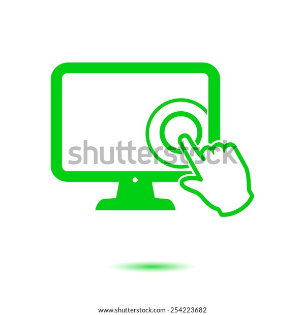 Touch screen
monitor icon.Hand pointer
symbol.