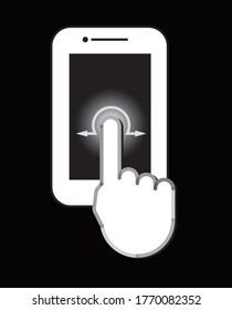 Touch screen monitor sign icon with pointer hand symbol. Isolated vector sign symbol.