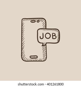 Touch screen phone with message sketch icon.