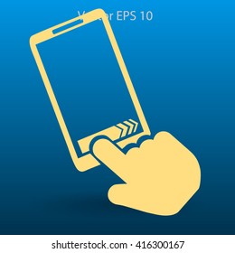 touch screen responds to touch moving vector illustration