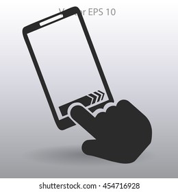 touch screen responds to touch moving vector illustration