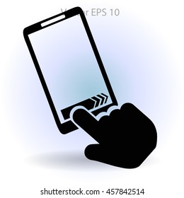 touch screen responds to touch moving vector illustration