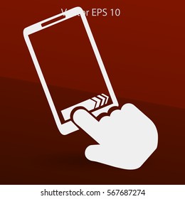 touch screen responds to touch moving vector illustration