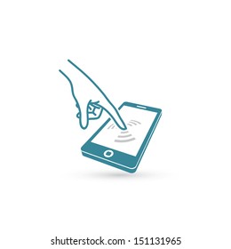 Touch the screen smart phone - vector illustration