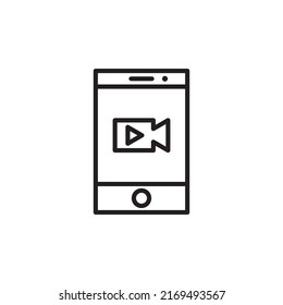 Touch screen smartphone concept with videocall interface. Interface elements on screen icons and buttons isolated on white background. Mobile wireless communication. 3d vector illustration.