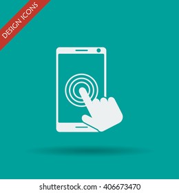 Touch screen smartphone icon. Flat design style 