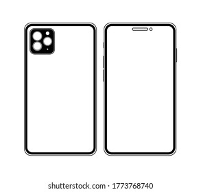 touch screen smartphone ilustration, icon flat design black and white