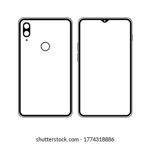 pantalla táctil ilustración de smartphone, diseño plano de iconos blanco y negro