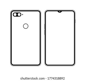 touch screen smartphone ilustration, icon flat design black and white