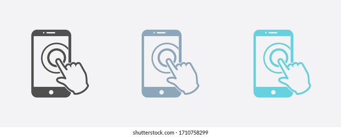 Touch screen smartphone sign icon. Hand pointer symbol. Flat design style. Vector EPS 10.