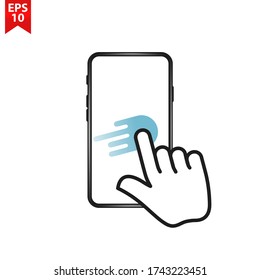 Touch screen smartphone sign icon. Hand pointer symbol. Flat design style. Vector EPS 10.