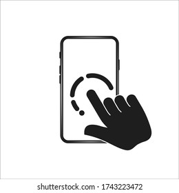 Touch screen smartphone sign icon. Hand pointer symbol. Flat design style. Vector EPS 10.