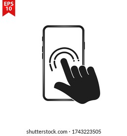 Touch screen smartphone sign icon. Hand pointer symbol. Flat design style. Vector EPS 10.