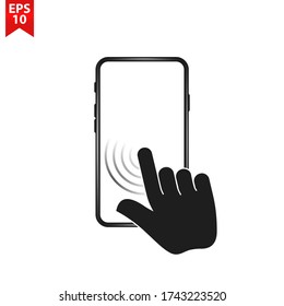 Touch screen smartphone sign icon. Hand pointer symbol. Flat design style. Vector EPS 10.