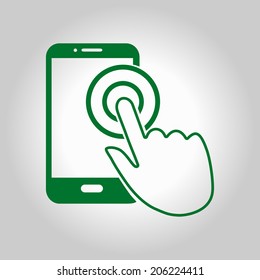 Touch screen smartphone sign icon. Hand pointer symbol. Flat design style. Vector EPS 10.