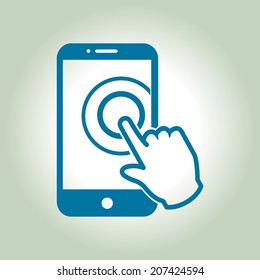 Touch screen smartphone sign icon. Hand pointer symbol. Flat design style. Vector EPS 10.