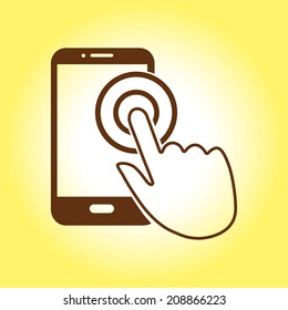 Touch screen smartphone sign icon. Hand pointer symbol. Flat design style. Vector EPS 10.