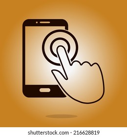 Touch screen smartphone sign icon. Hand pointer symbol. Flat design style. Vector EPS 10.