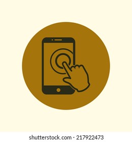 Touch screen smartphone sign icon. Hand pointer symbol. Flat design style. Vector EPS 10.